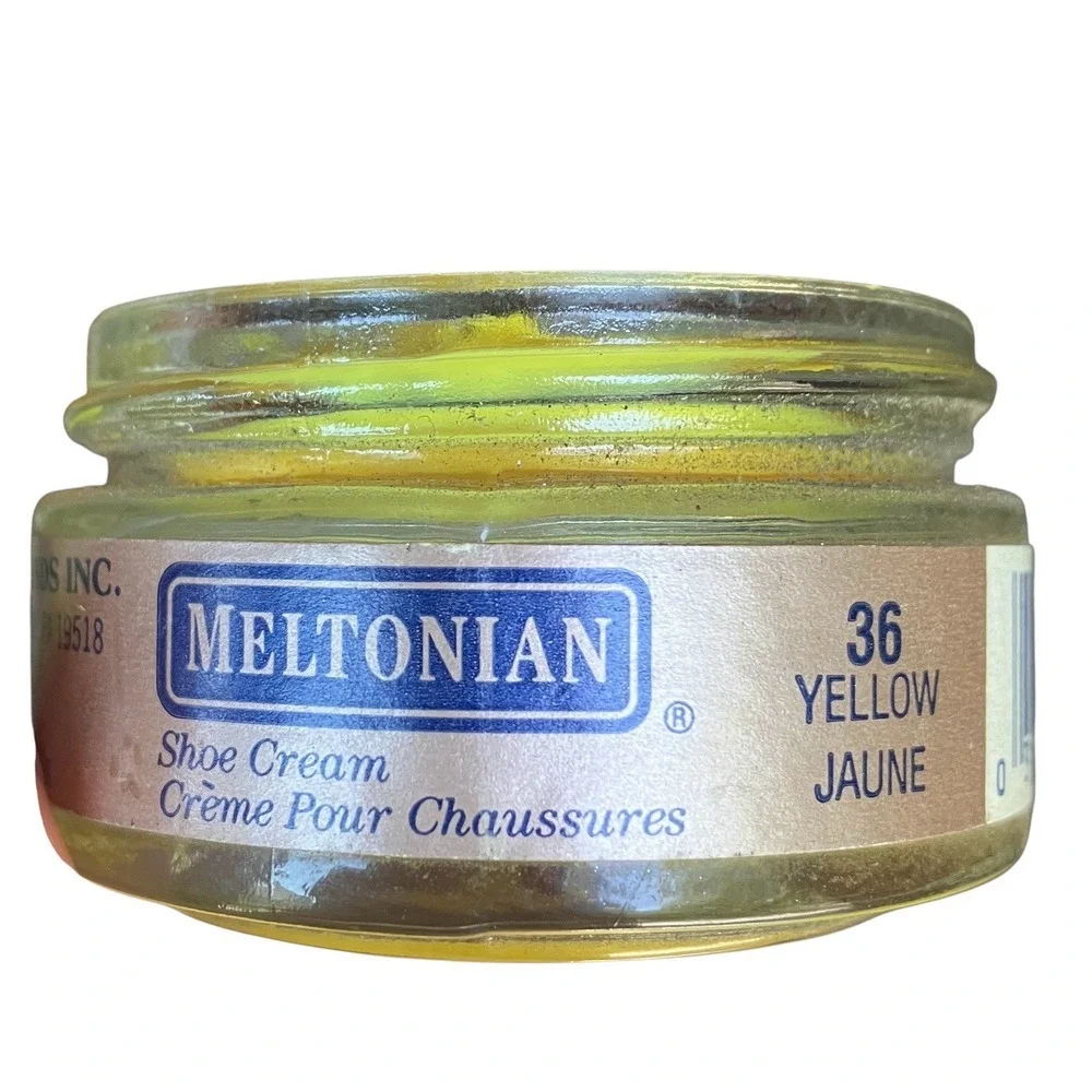 Vintage Meltonian Shoe Cream Polish #36 Yellow 1.55oz Jar‎ Deadstock NEW